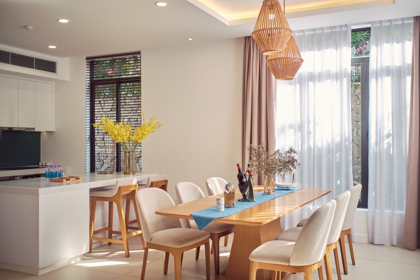 Villa dining area set for a meal