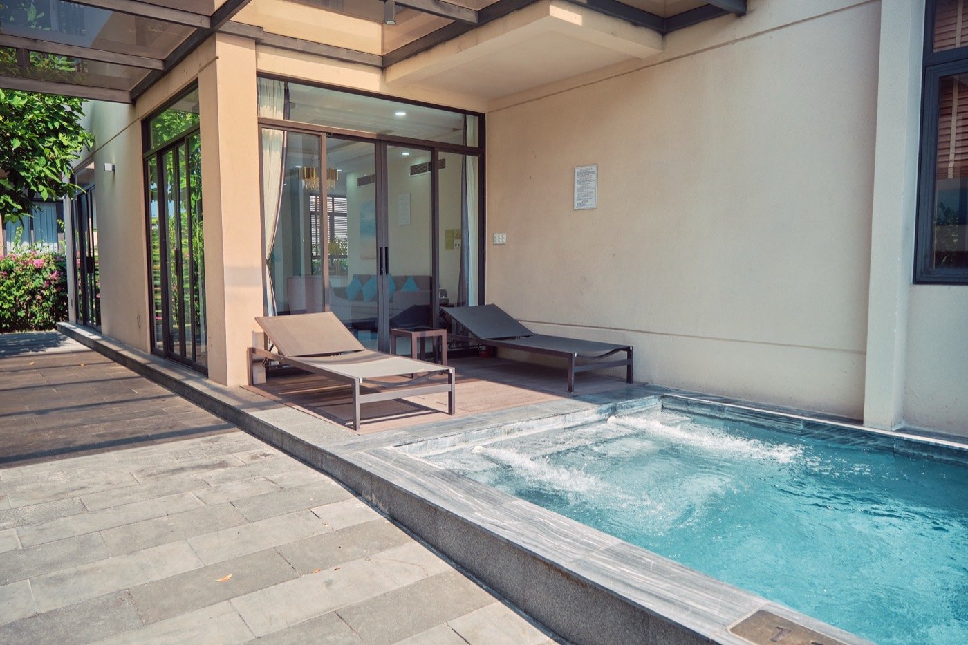 Plunge pool and covered terrace of a Superior Three Bedroom villa